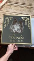 Pierre tombale personnalisée Samistone en bronze et granit moderne pour animaux de compagnie, plaque commémorative gravée au laser avec photo de chien, pour cimetière extérieur