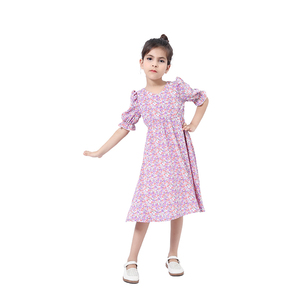 Vestido de Niña con Volantes en las Mangas y Cuello en V, Diseño Floral de Lujo, Estilo Princesa, para Verano, Directo de Fábrica - Product Image 2