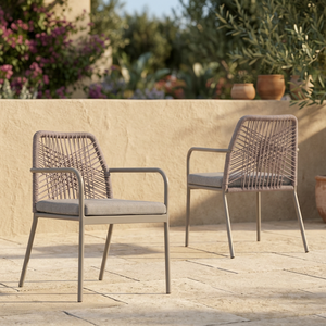 Modern Eco-Friendly Rope Woven <b>Stackable</b> <b>Garden</b> <b>Chair</b> Outdoor Patio Armchair Cushioned Seat Mediterranean Leisure Dining - Product Image 3
