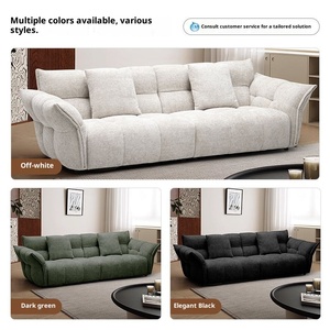 2026 New French Cloud Sofa Cream Style High-End Modern Minimalist Wooden Fabric Sofa For Small Living Room - Product Image 4
