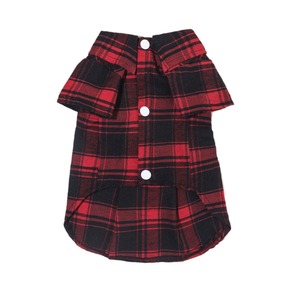 Chemise à carreaux pour animaux de compagnie, rouge et noir, en polyester, quatre saisons, pour chats et chiens de petite et moyenne taille - Product Image 4