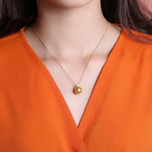 Collana con Pendente di Lusso in Oro Puro 18K AU750 con Perla e Diamanti da 10-11mm, Gioielli Raffinati per Donne - Product Image 4