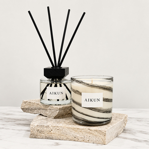 Aikun Coffret Cadeau 100ml – Diffuseur à Bâtonnets et Bougie en Verre Rond avec Impression Soie, Toutes Senteurs, Longue Durée, Faible MOQ, Service Rapide – Idéal pour les Boutiques de Décoration - Product Image 3