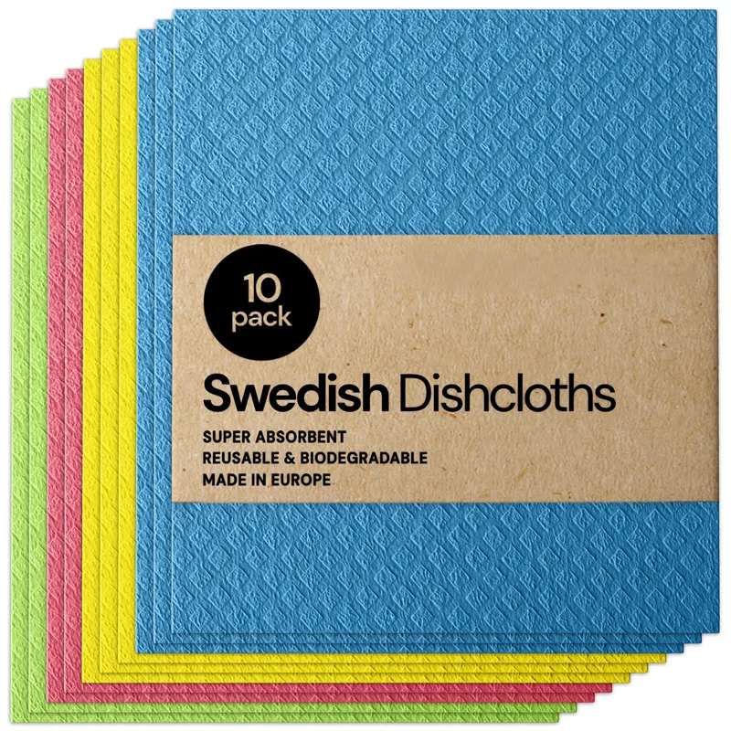 schwedisches Geschirrtuch 10 Packungen umweltfreundlicher wiederverwendbarer Zellstoff-Schwamm Reinigungstuch für Küche saugfähig Geschirrtuch Handtuch