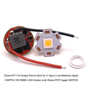 22mm 6V 7.5A đầu ra bảng điều khiển cho xhp70.3 Hi + Công suất cao xhp70.3 HI <span class=keywords><strong>LED</strong></span> Emitter với 20mm DTP Đồng <span class=keywords><strong>mcpcb</strong></span> Đèn pin tự làm - Product Image 2
