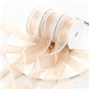 4cm * 5Y Fleur Belle Emballage Ruban pour Bouquet De Fleurs Décoration Reliure <span class=keywords><strong>Fleuriste</strong></span> <span class=keywords><strong>Perle</strong></span> Queue De Poisson Ruban - Product Image 6