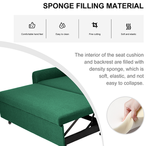 Canapé-lit convertible moderne extra-large 2-en-1 en tissu de 61 pouces, pliable, double, avec sac de rangement et cadre en bois renforcé pour salon - Product Image 6