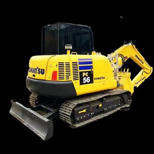 Motor Komatsu Usado, Excavadora de Orugas de Goma Komatsu PC56MR 5T |   Miniexcavadora Original Japonesa con Cucharón, Acoplador Rápido y Martillo Rompedor - Product Image 1