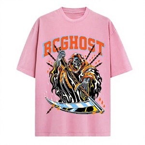 เสื้อยืดคอตตอน 100% สไตล์วินเทจแบบซักพิเศษสำหรับผู้ชาย ระบายอากาศได้ดี ทรงโอเวอร์ไซส์ สตรีทแวร์ - Product Image 4