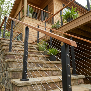Sistema de Barandilla de Cable de Acero Inoxidable Negro de Fácil Instalación, <span class=keywords><strong>Balaustrada</strong></span> de Cable Metálico <span class=keywords><strong>Prefabricada</strong></span> para Terraza y Escaleras Exteriores - Product Image 2