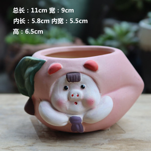 Jolies jardinières pour plantes succulentes, peintes à la main, petites, créatives, personnalisées, en <span class=keywords><strong>poterie</strong></span> grossière, respirantes, décorations d'intérieur - Product Image 3