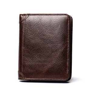 BOSHIHO New Arrival Short Custom Logo Genuine <b>RFID</b> Blocking Credit Card Holder <b>Wallets</b> Leather Men - Product Image 4