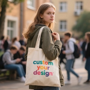 Sac fourre-tout en coton sergé réutilisable et écologique avec logo personnalisé imprimé, couleurs personnalisables pour toutes les saisons - Product Image 2