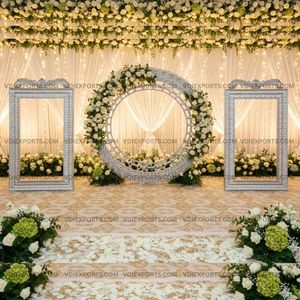 Luxury Circular <b>Wedding</b> Backdrop Mandap <b>Frame</b> Set Carved Round Arch & Decorative Panel <b>Frames</b> Premium Export Quality Event Decor - Product Image 1