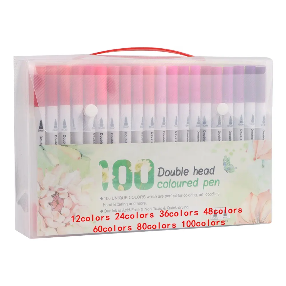 Hot Selling 100 Farben Dual Tip Pinsel Stift Aquarell Markierung stift Set für Erwachsene Mal bücher, Manga, Kalligraphie, Hand beschriftung