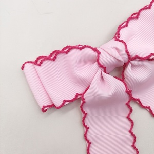 Jepit Rambut Buatan Tangan Khusus untuk Anak Perempuan, Aksesoris Grosir Pabrik dengan Ekor Panjang dan Pinggiran Jahitan Bulan, Terbuat dari Poliester Grosgrain - Product Image 6