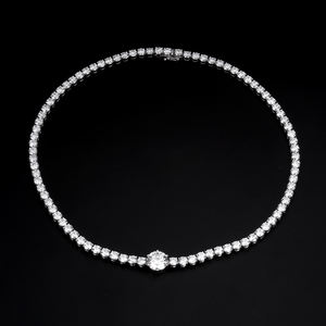 Collar con Colgante de Cadena de Eslabones y Diamante Cultivado en Laboratorio, Corte Redondo, 1ct-3ct, D VVS, Oro Blanco de 14k/18k, Joyería Personalizada para Bodas y Fiestas - Product Image 5