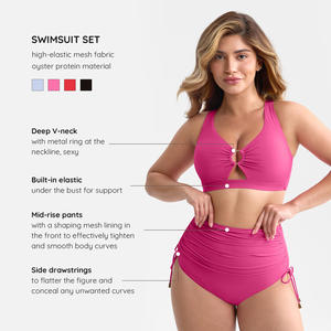 Traje de Baño de Dos Piezas con Control de Abdomen Ajustable y Logotipo Personalizado, Superventas <span class=keywords><strong>en</strong></span> <span class=keywords><strong>Tiktok</strong></span>, Traje de Baño de Talla Grande para Fitness, Ropa de Playa - Product Image 2