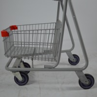 Chariot de courses en métal à double plateau avec paniers en maille pour supermarché
