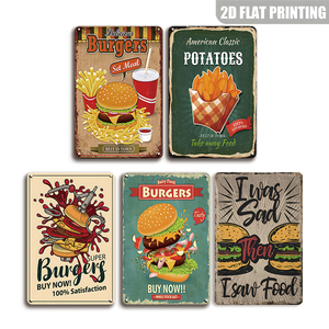 Letrero Metálico Vintage con Diseño de Hamburguesas Deliciosas, Decoración Retro de Comida Rápida para Cocina y Comedor - Product Image 1