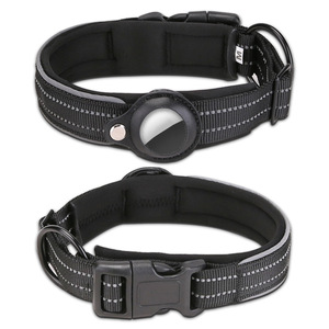 Individuelles Outdoor-Hundehalsband aus PU-Leder für Welpen und Katzen mit Anti-Verlust-Reflexstreifen, Verstellbar und mit AirTag-Halterung - Product Image 6