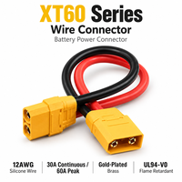 Connecteur XT60H XT60 avec fil en silicone 12AWG, prise mâle-femelle haute intensité 30A avec gaine pour adaptateur d'alimentation de batterie LiPo