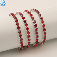 Chaîne de strass rouges en forme de diamant, ton argenté, non ternissable, pour robes de mariée, vêtements et bijoux DIY pour femmes