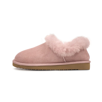 Chaussures d'hiver pour femmes, pantoufles d'intérieur avec fourrure, bottes en daim chaudes et confortables pour l'intérieur