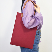 Sac fourre-tout en feutre personnalisé, couleurs variées, avec poignée en cuir PU, unisexe, écologique, pour courses et cadeaux