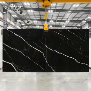 GOLDTOP Modern Polished Natural Stone Slab Black Marquina Marble for Kitchen Countertop Villa Apartment Hotel - Product Image 2