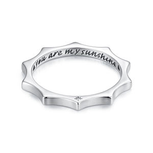 Anillo de Plata de Ley 925 con Sol Curvo Grabado 'You Are My Sunshine', Anillo Original <span class=keywords><strong>para</strong></span> <span class=keywords><strong>Mujer</strong></span>, Regalo Sencillo y Elegante BSR716 - Product Image 1