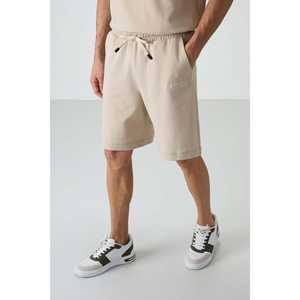 Conjunto de Pantalones Cortos Bermuda para Hombre, Corte Holgado, Algodón Beige, 85250 - Product Image 4