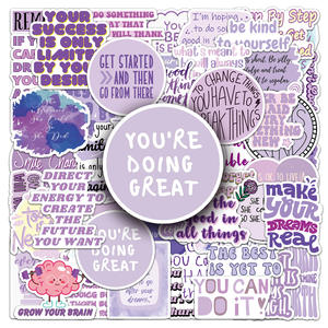 50PCS Purple Motivational Phrase Inspirante Rose Positive Saying Sticker - Product Image 1