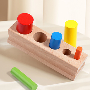 Enchufe cilíndrico Montessori para niños, escalera de madera, juguetes educativos para niños, material didáctico, juguete <span class=keywords><strong>Popular</strong></span> a juego de colores - Product Image 3