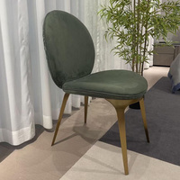 Chaises de salle à manger rembourrées de luxe en acier inoxydable pour restaurant à la maison chaises de salle à manger modernes en velours vert pieds en or
