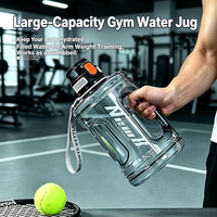 Bouteille d'eau de sport grande capacité |   Bouteille de fitness avec échelle graduée, couvercle à verrouillage de sécurité et large poignée |   1L/1.5L/2L pour la salle de sport et les sports de plein air