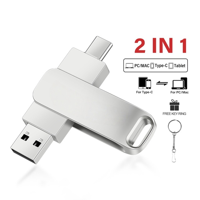 Fast Speed Large Capacity 2 in 1 Type-c Custom logo 128gb Usb Flash Drive 3.0
