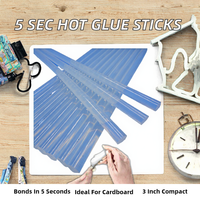 Bâtons de colle chaude à séchage rapide en 5 minutes pour travaux manuels, longueur 3 pouces, diamètre 11 mm, pour coller le carton