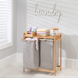 <span class=keywords><strong>Panier</strong></span> à <span class=keywords><strong>linge</strong></span> autoportant étanche <span class=keywords><strong>Panier</strong></span> à <span class=keywords><strong>linge</strong></span> durable à 2 sections <span class=keywords><strong>Panier</strong></span> élégant avec sacs de <span class=keywords><strong>tri</strong></span> amovibles - Product Image 2