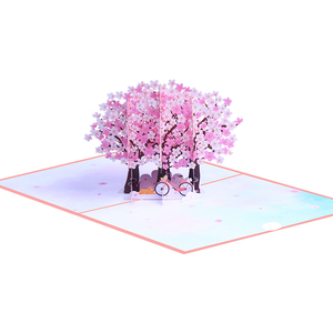 Biglietto di auguri di fiori di ciliegio tridimensionale fatto a mano elegante carta inviti regali per matrimoni grazie <span class=keywords><strong>amore</strong></span> per affari - Product Image 1