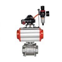 Vanne à bille trois pièces à filetage femelle en acier inoxydable SS304 SS316L avec actionneur pneumatique en aluminium pour l'eau OEM