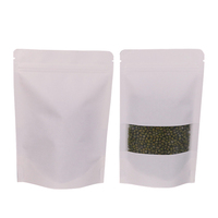 Sachet alimentaire en papier kraft blanc thermoscellable à fermeture éclair, avec fenêtre dépolie tendance