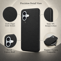 Étui de téléphone en cuir Togo à grain de litchi PU, compatible avec la charge sans fil, coque de protection pour iPhone 12 13 14 15 16