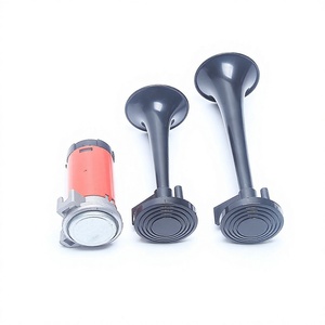 แตรลมรถยนต์ 12V แบบสองท่อ ความถี่สูงต่ำ ปั๊มสีแดง ใช้ได้ทั้งมอเตอร์ไซค์และรถยนต์ - Product Image 1