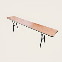 Tables pliantes rectangulaires modernes en contreplaqué double épaisseur de 72 pouces de long avec pieds en métal, tables à double chevalet pour 10 personnes pour événements