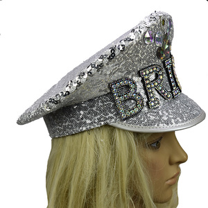 <span class=keywords><strong>Cappello</strong></span> da <span class=keywords><strong>Capitano</strong></span> Argento Scintillante con Paillettes per Addii al Nubilato e Matrimoni all'Aperto della Fabbrica Manwu - Product Image 3