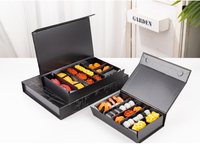 LOKYO Custom Printed Logo Großhandel Schwarz Design togo Einweg Bento Food Box zum Mitnehmen Sushi Verpackungs boxen mit Magnet
