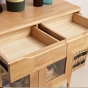 Solid Wood <b>Sideboard</b> Walnut Color <b>Storage</b> Cabinet For Living Room Kitchen Entryway Small Apartment Use - Product Image 3