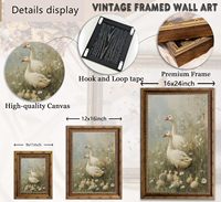 Vintage Entenfamilie Wandkunst Goldgerahmt Gänseblümchen Blumenmuster Landhaus-Dekor OEM ODM Musterbereitstellung in Halbtage