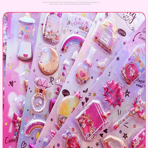 Autocollants 3D créatifs brillants pour enfants, autocollants en feuille d'or pour filles, décoration de carnet, autocollants en cristal, autocollants en forme de cœur, d'étoile, de nœud, de couronne - Product Image 2